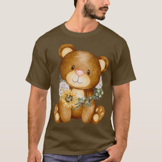 cute bear with sunflower T-Shirt