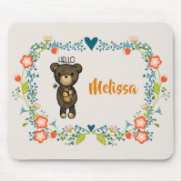 Cute Bear, Yellow Flower & Floral Wreath