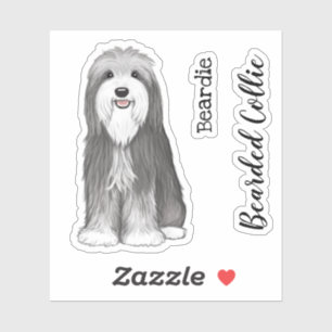 Cute Bearded Collie Cartoon Dog Vinyl Sticker