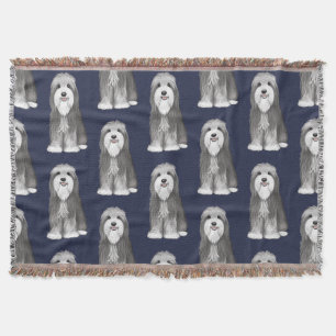 Cute Bearded Collies Pattern Throw Blanket