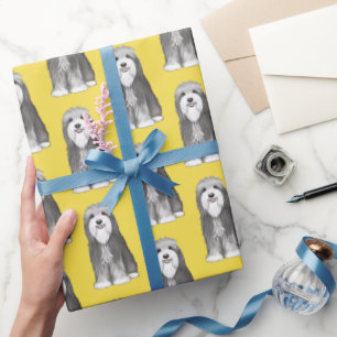 Cute Bearded Collies Pattern Wrapping Paper