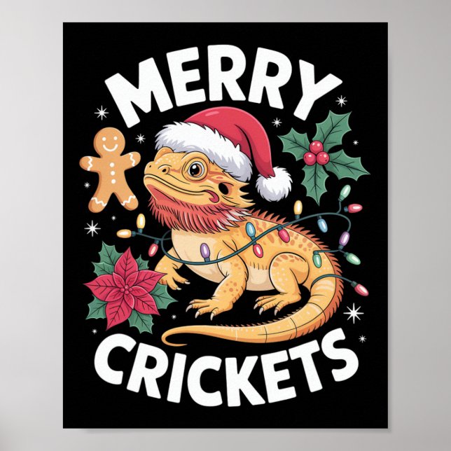 Cute Bearded Dragon Christmas Pun  Poster (Front)
