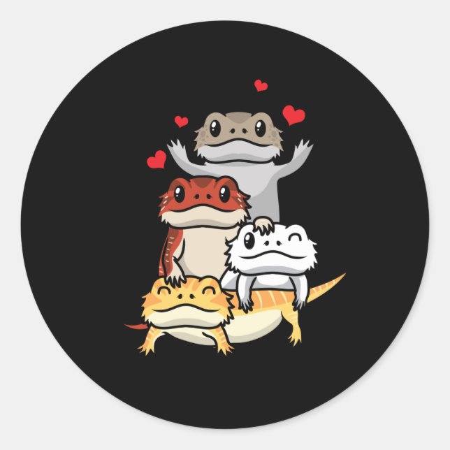 Cute Bearded Dragon Pogona Classic Round Sticker (Front)