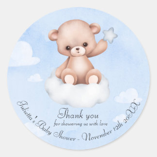 Cute Bearly Baby Shower Thank You Classic  Round Sticker