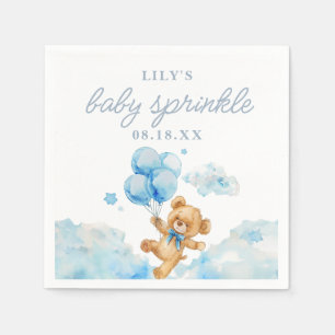 Cute Bearly Wait Blue Boy Baby Shower Sprinkle Napkin