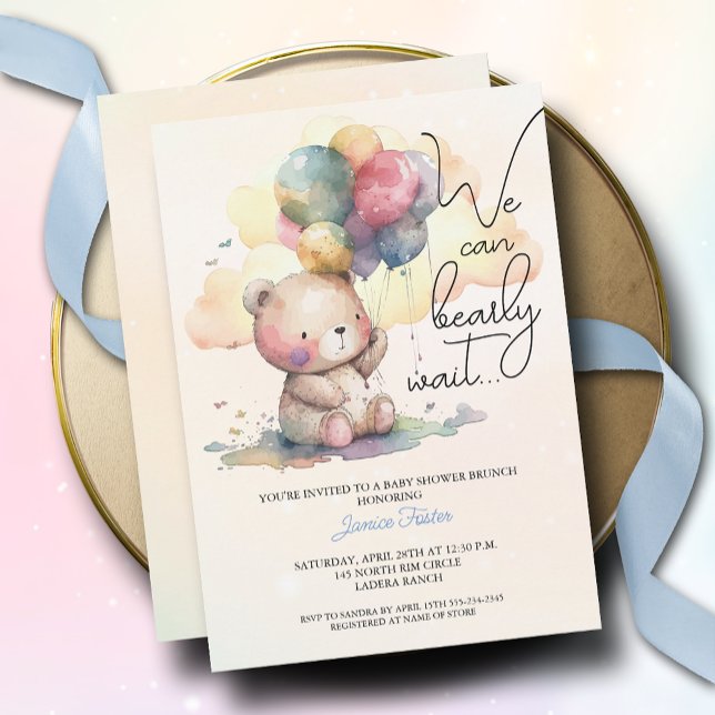 Cute Bearly Wait Boy Baby Shower Invitation (Creator Uploaded)