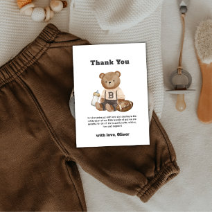 Cute Bearly Wait Football Sport Boy Baby Shower Thank You Card