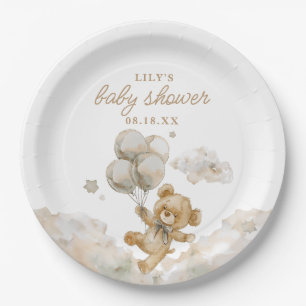 Cute Bearly Wait Gender Neutral Baby Shower Paper Plate