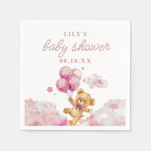 Cute Bearly Wait Pink Girl Baby Shower Napkin