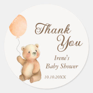 Cute Bearly Wait Teddy Bear Baby Shower Classic Round Sticker