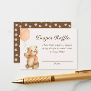 Cute Bearly Wait Teddy Bear Diaper Raffle Enclosure Card