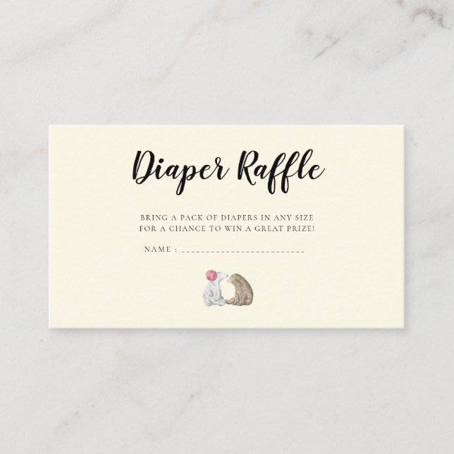 Cute bears Baby shower Diaper raffle ticket Enclosure Card (Front)
