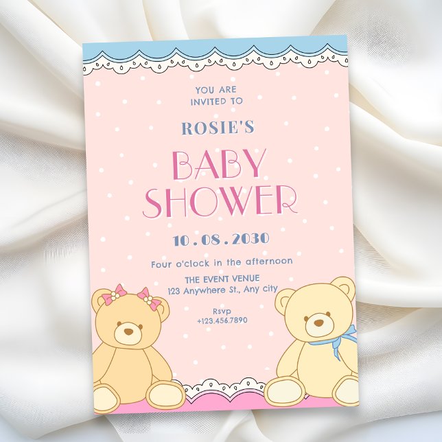 Cute bears baby shower invitation (Creator Uploaded)