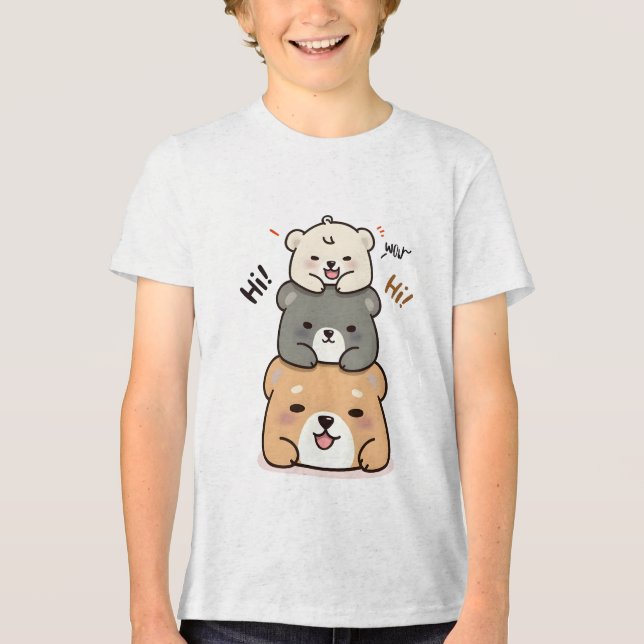 Cute bears , Cartoon Tri-Blend Shirt (Front)