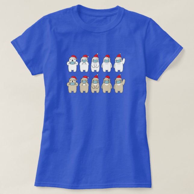 Cute bears Christmas hat mask T-Shirt (Design Front)