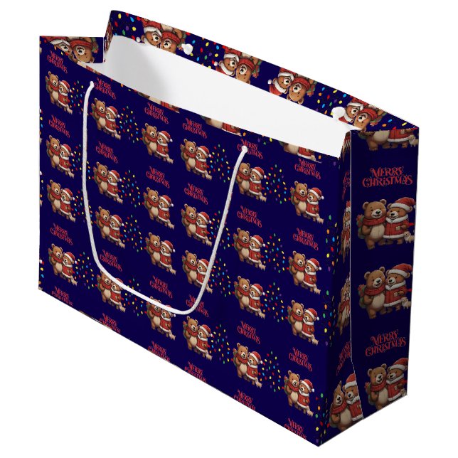 cute bears Christmas holiday Gift Bag (Front Angled)
