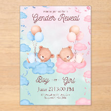 Cute Bears Gender Reveal Invitation