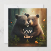 Cute bears hugging in love