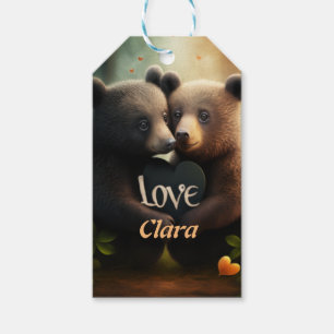 Cute bears hugging in love   gift tags