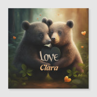 Cute bears hugging in love postcard