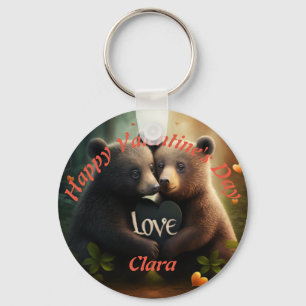 Cute bears in love hugging    key ring