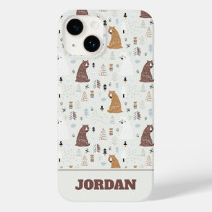 Cute Bears in the Woods Pattern Case-Mate iPhone 14 Case