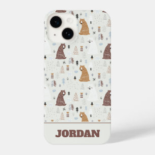 Cute Bears in the Woods Pattern iPhone 14 Case