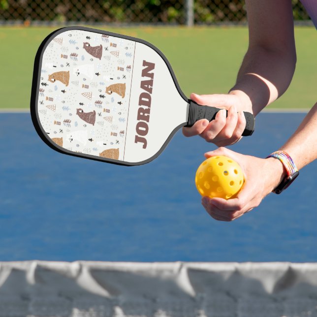 Cute Bears in the Woods Pattern Pickleball Paddle (Insitu)