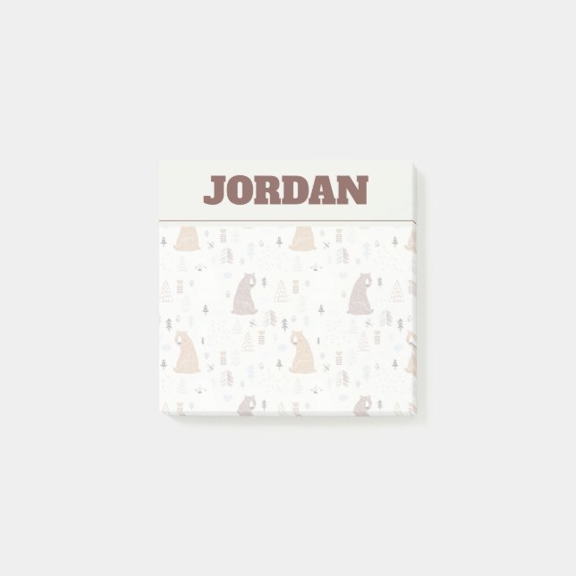 Cute Bears in the Woods Pattern Post-it Notes (Front)