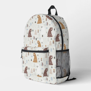 Cute Bears in the Woods Pattern Printed Backpack