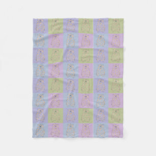 Cute Bears on Colourful Backgrounds with Cream Dot Fleece Blanket