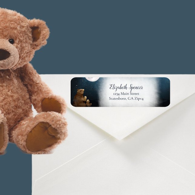 Cute Bears Over The Moon Return Address (Creator Uploaded)