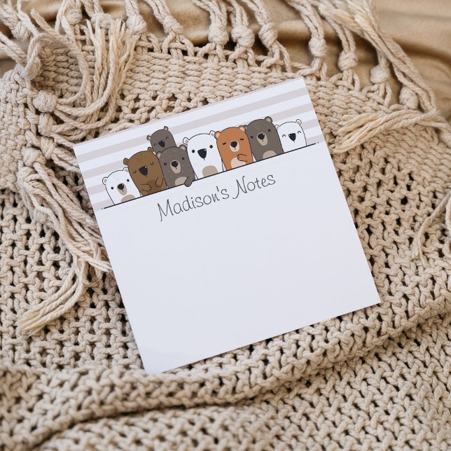 Cute Bears Personalised Post-it Notes (Creator Uploaded)