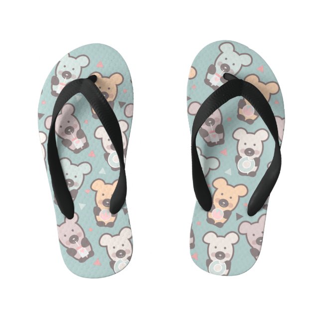 Cute Bears Sweets Snacks Confetti   Kid's Jandals (Footbed)