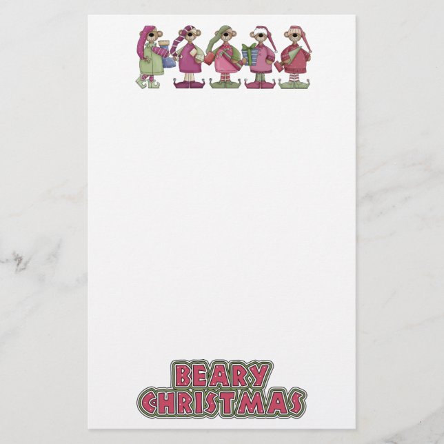 Cute Beary Christmas Stationery (Front)