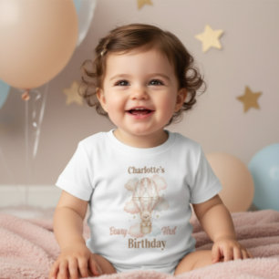 Cute Beary First Girl Birthday  Baby T-Shirt
