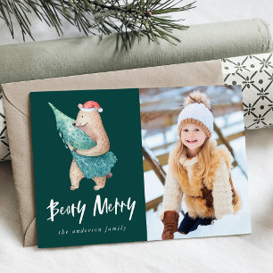 Cute Beary Merry Photo Holiday Card