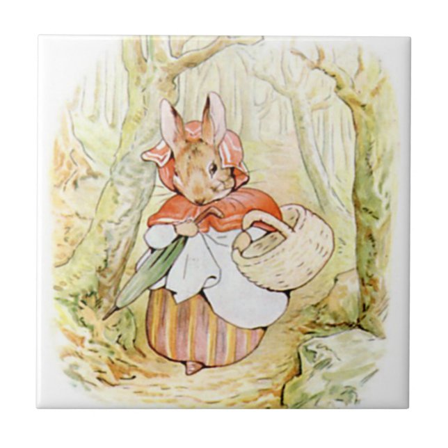 Cute Beatrix Potter, Mrs. Rabbit, Custom Tile (Front)