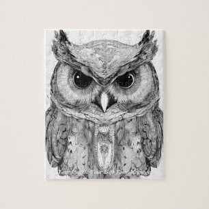 Cute Beautiful Boho Owl Jigsaw Puzzle