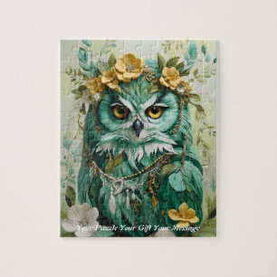 Cute Beautiful Boho Owl Jigsaw Puzzle