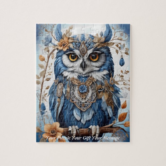 Cute Beautiful Boho Owl Jigsaw Puzzle (Vertical)