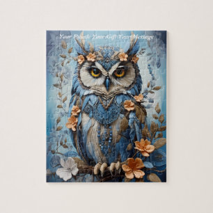 Cute Beautiful Boho Owl Jigsaw Puzzle