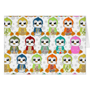 Cute beautiful colourful penguins flowers