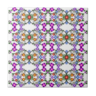 Cute Beautiful Colourful Spring Flowers - Vintage Tile