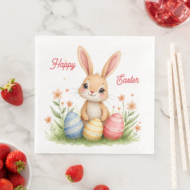 Cute Beautiful Easter Bunny Popular Collection Napkin (Insitu)