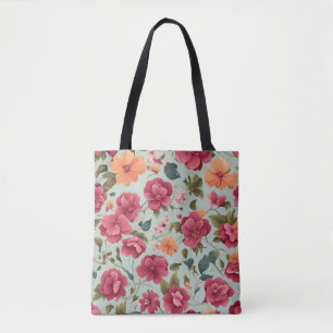 Cute Beautiful Floral Vector Art Seamless Pattern Tote Bag
