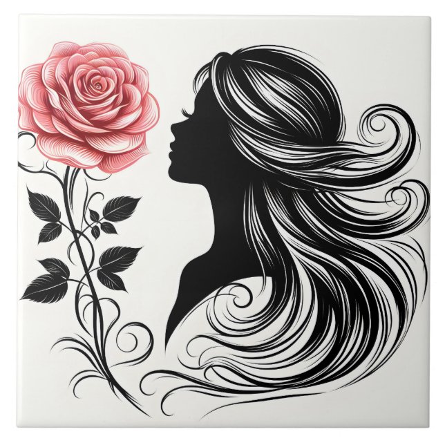 Cute Beautiful lady crafting home business  Tile (Front)