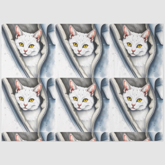 Cute Beautiful Modern Watercolor Cat Collection Tissue Paper (Front)