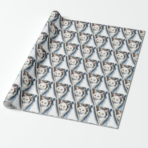 Cute Beautiful Modern Watercolor Cat Collection Wrapping Paper