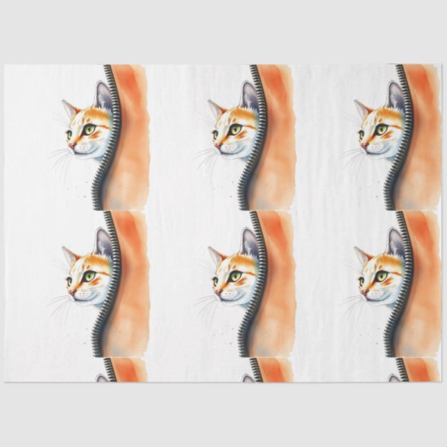 Cute Beautiful Trendy Watercolor Cat Collection Tissue Paper (Front)
